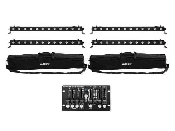 EUROLITE Set 4x LED BAR-12 QCL RGBW + 2x Soft Bags + Controller