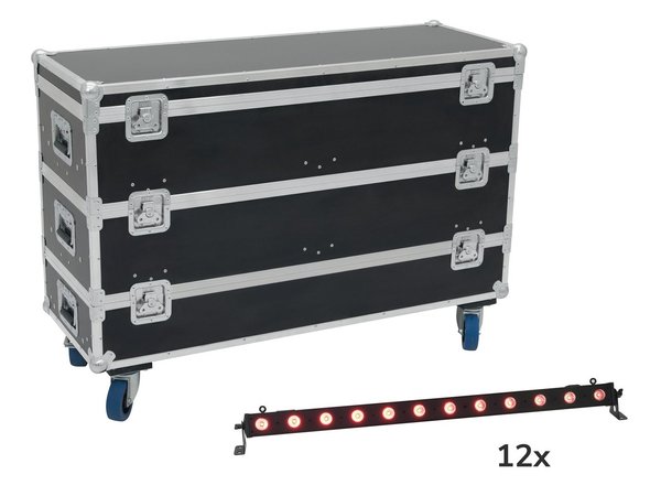 EUROLITE Set 12x LED BAR-12 QCL RGB+UV Leiste + Case mit Rollen
