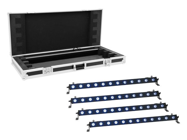 EUROLITE Set 4x LED BAR-12 QCL RGB+UV Leiste + Case